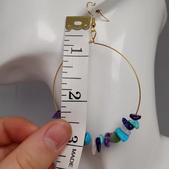 Multicolor stone chip earrings - Picture 5 of 5